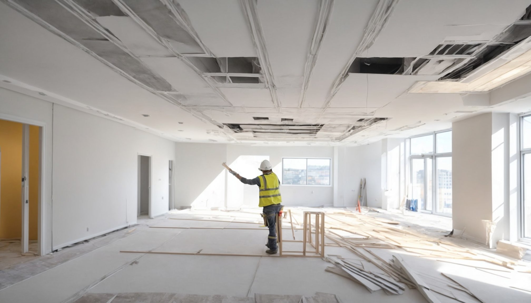 Drylining contractor at work on a Oldham residential project