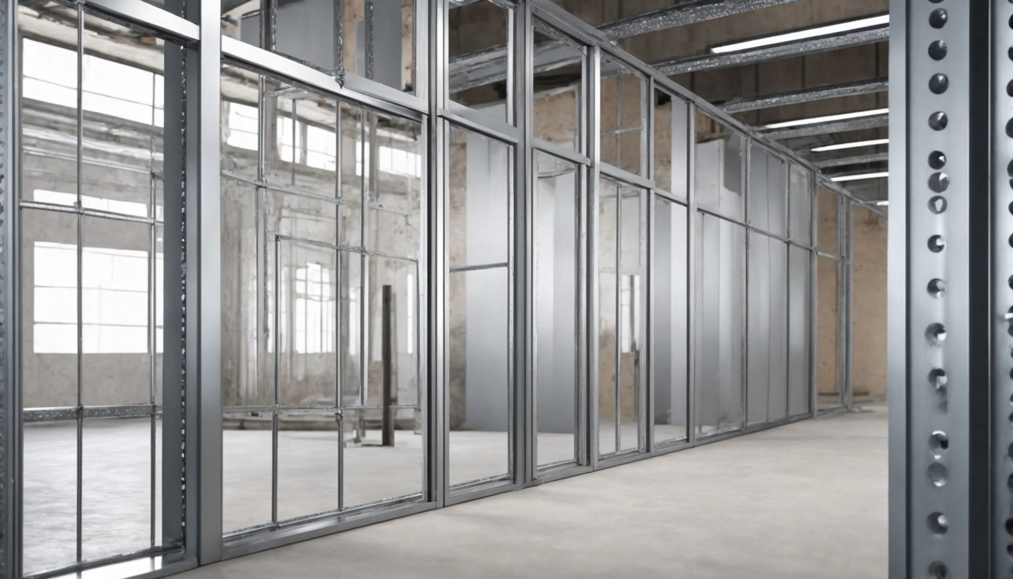 Galvanised metal stud partition framework in a Oldham commercial fit-out